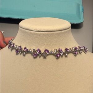 New Elegant Purple rhinestone and Silver Bracelet